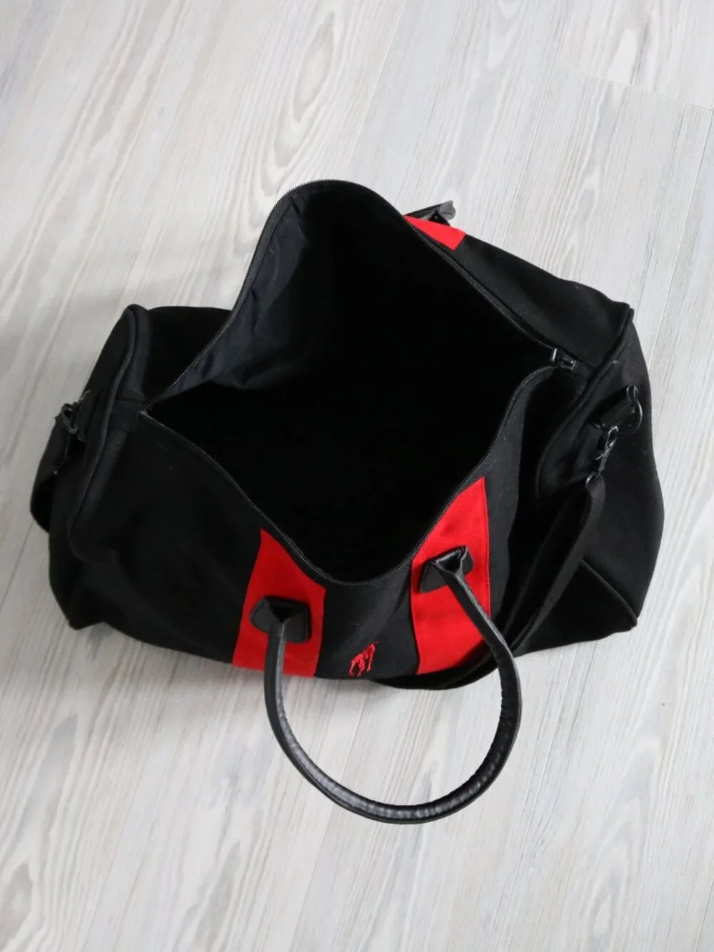 Polo Ralph Lauren Duffel Bag Black Red Big Pony Weekender Travel Carry-On